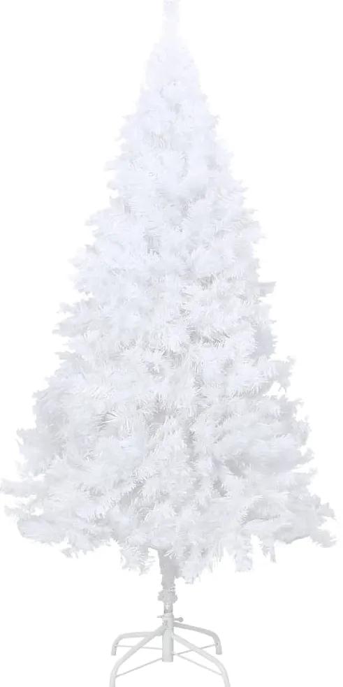 Brad de Craciun artificial cu LED-uriramuri groase alb 210 cm 1, Alb, 210 cm