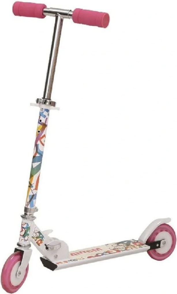 Trotineta copii cu roti din silicon NOVOKIDS™ Mania PINK, 2 roti,pliabila, maner reglabil pe inaltime,maxim 20 kg, roti silicon,frana picior, design