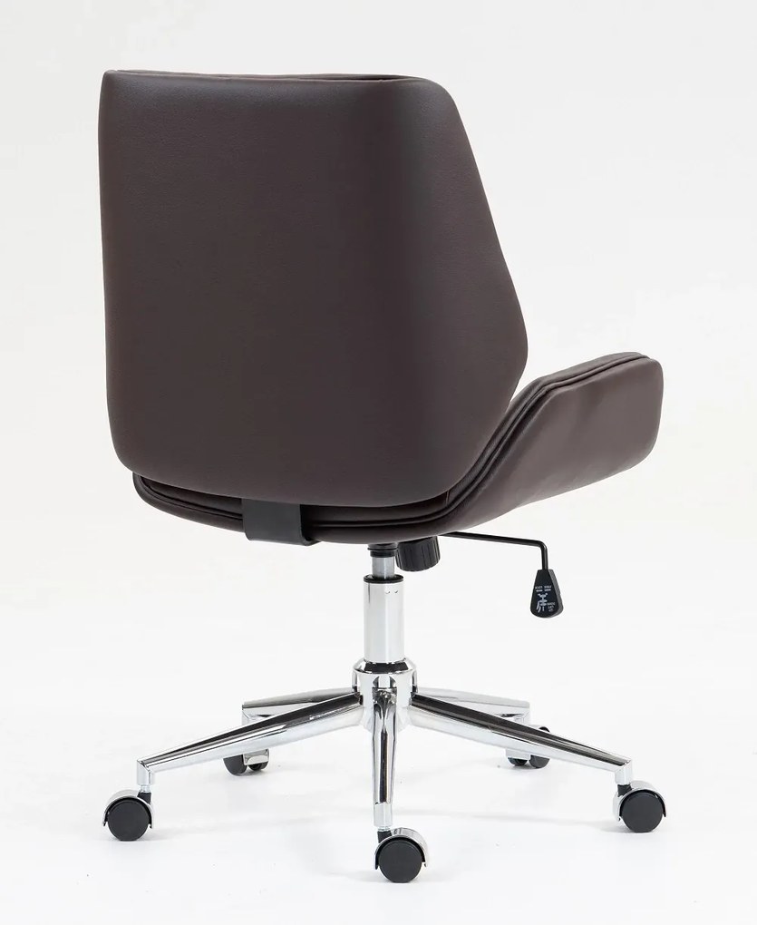 RESIGIALT- Scaun directorial, inaltime reglabila, brate fixe, piele ecologica, baza metalica, Maro