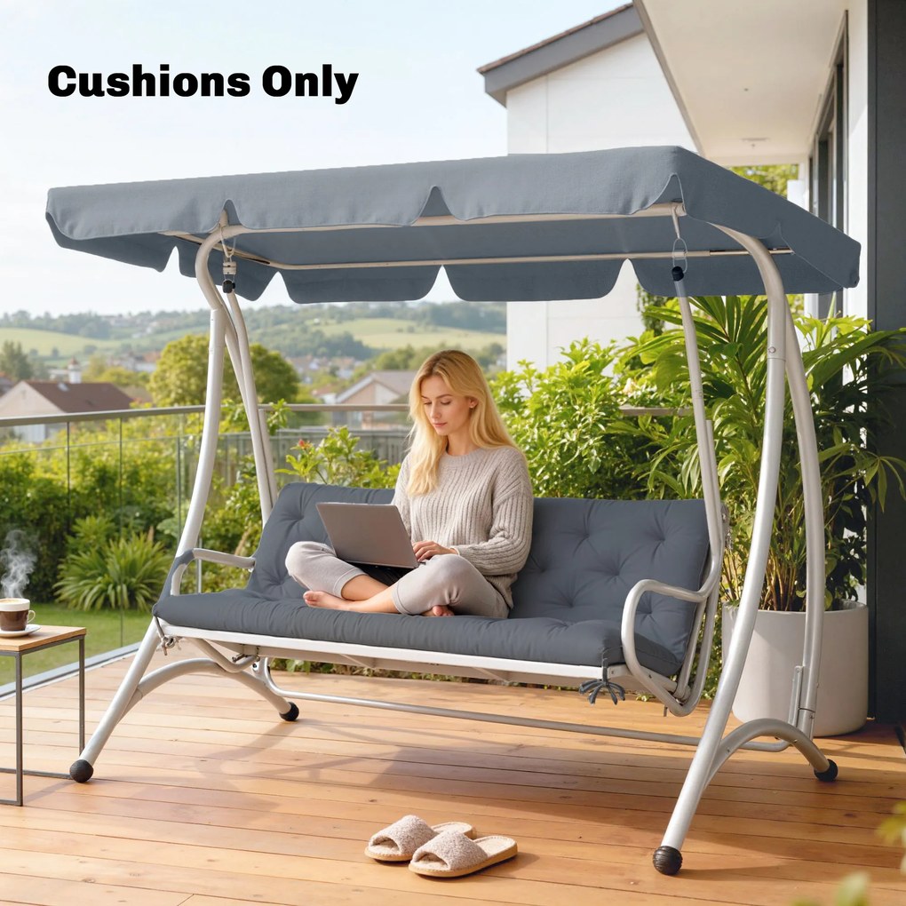 Outsunny Pernă de Grădină în Stil Modern Capitonat pentru Locuri de Ședere în Exterior cu 6 Curele, Pernă din Bumbac și Poliester, pentru Canapele și Balansoare, 150x98x8 cm, Gri Închis | Aosom Romania