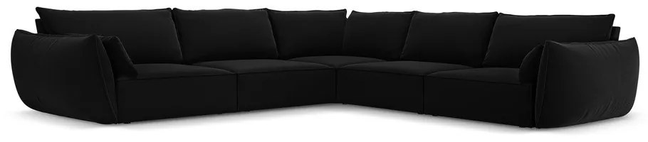 Colțar negru cu tapițerie din catifea Vanda – Mazzini Sofas