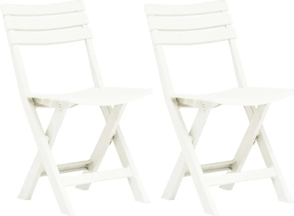 vidaXL Scaune de grădină pliabile, 2 buc., alb, plastic