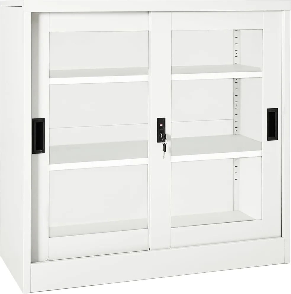 vidaXL Dulap cu ușă glisantă, alb, 90x40x90 cm, oțel