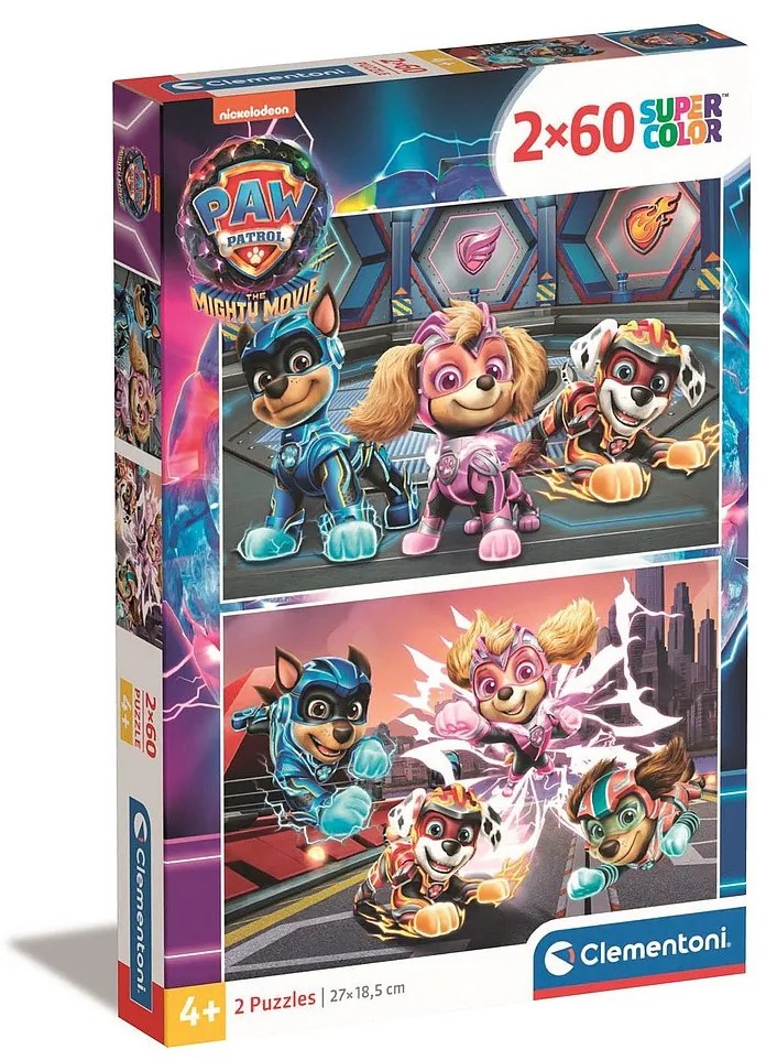 Patrula Cățelușilor Mighty Puzzle Clementoni de 2x60 piese