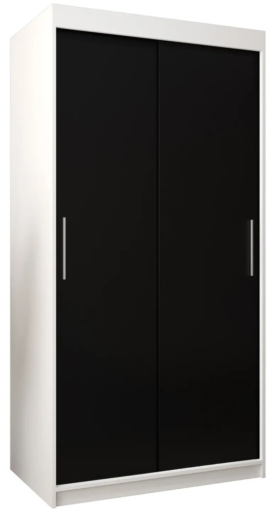 Dulap de haine 100 cm Toki (alb mat + negru mat). 1064790
