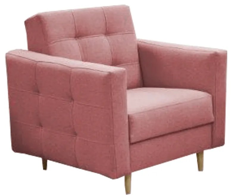 Fotoliu complet tapiţat, material textil roz învechit, AMEDIA