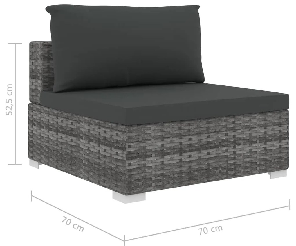 Set mobilier de gradina cu perne, 11 piese, gri, poliratan Gri, 11