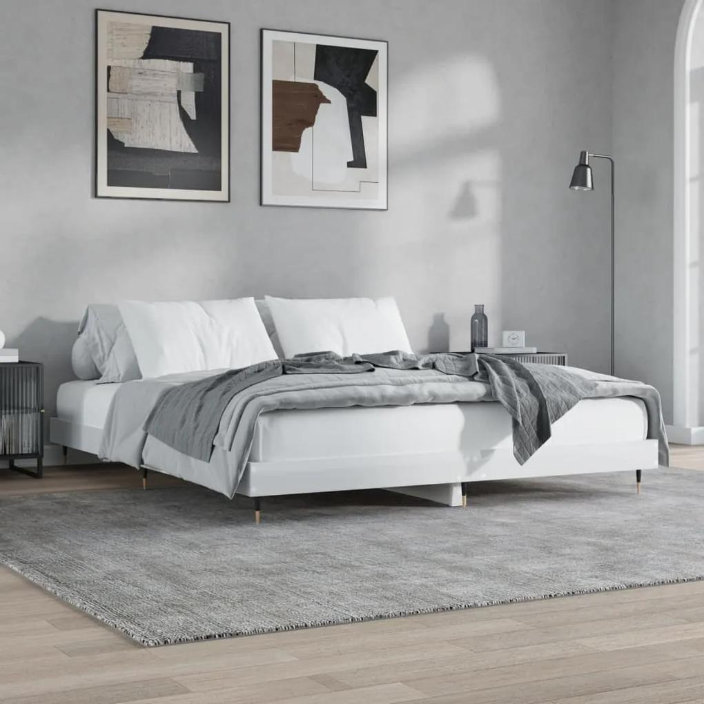 832119 vidaXL Cadru de pat, alb extralucios, 180x200 cm, lemn prelucrat