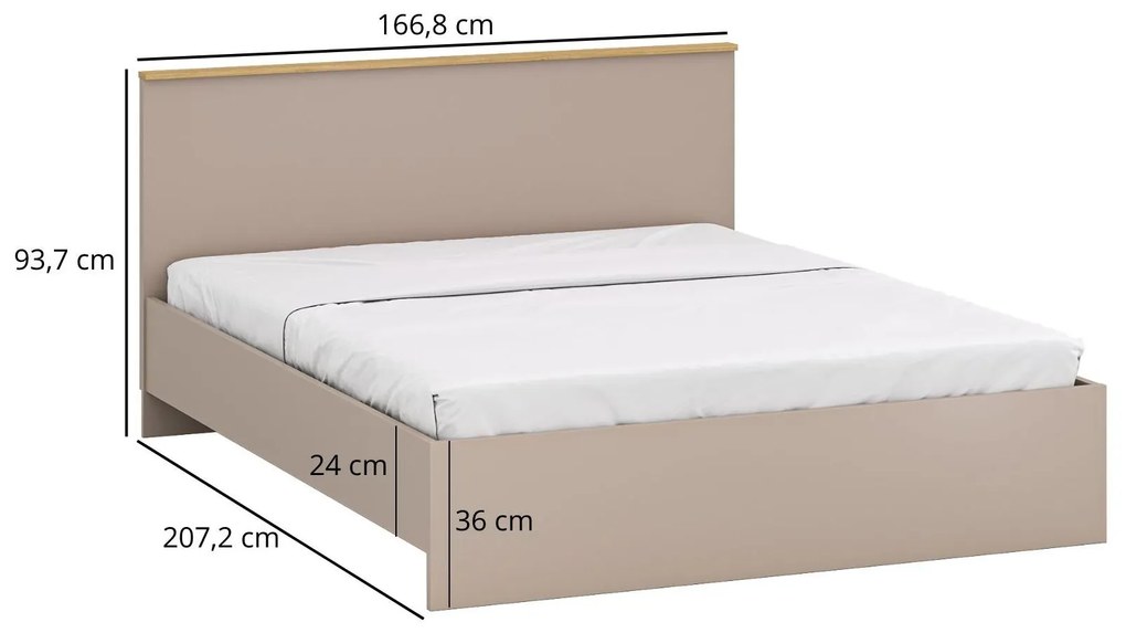 Pat matrimonial 160 cm Indices (taupe + stejar pietros). 1116879
