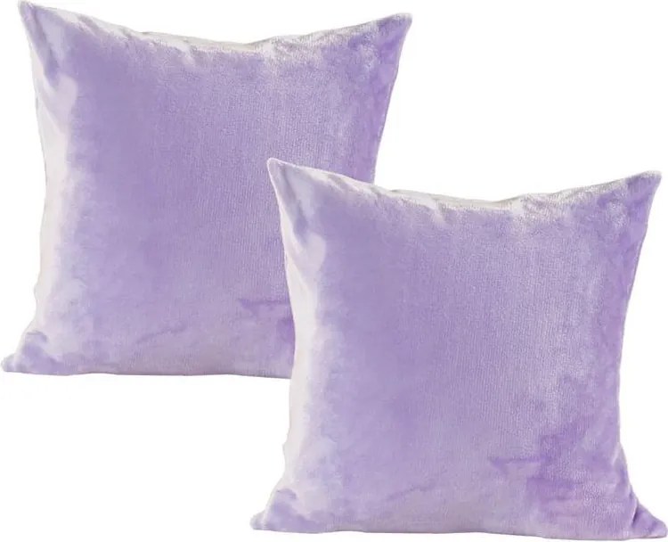 decoDoma Set de 2 fețe pernuțe din micropluș mov 40 x 40 cm