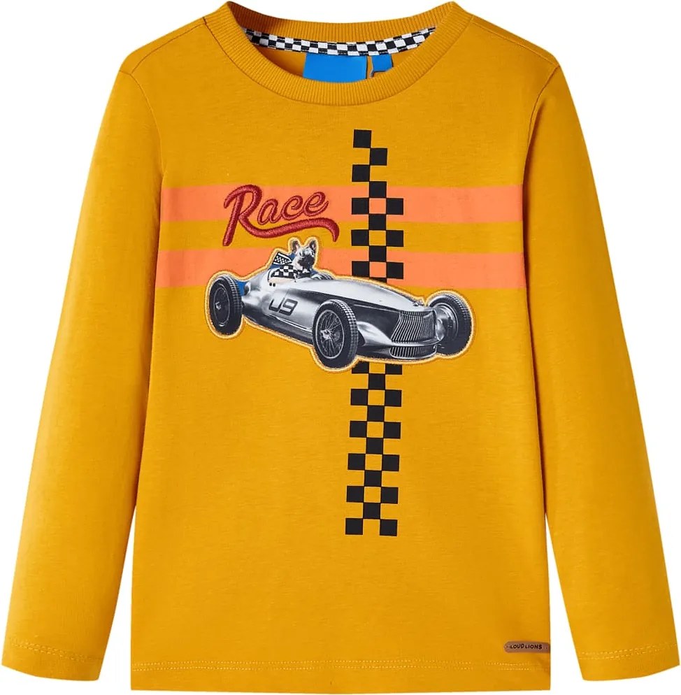 vidaXL Tricou pentru copii cu mâneci lungi, ocru, 128