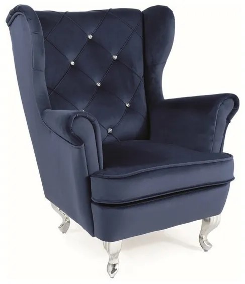 Fotoliu pentru copii Lili velvet bleumarin/argintiu Blu86