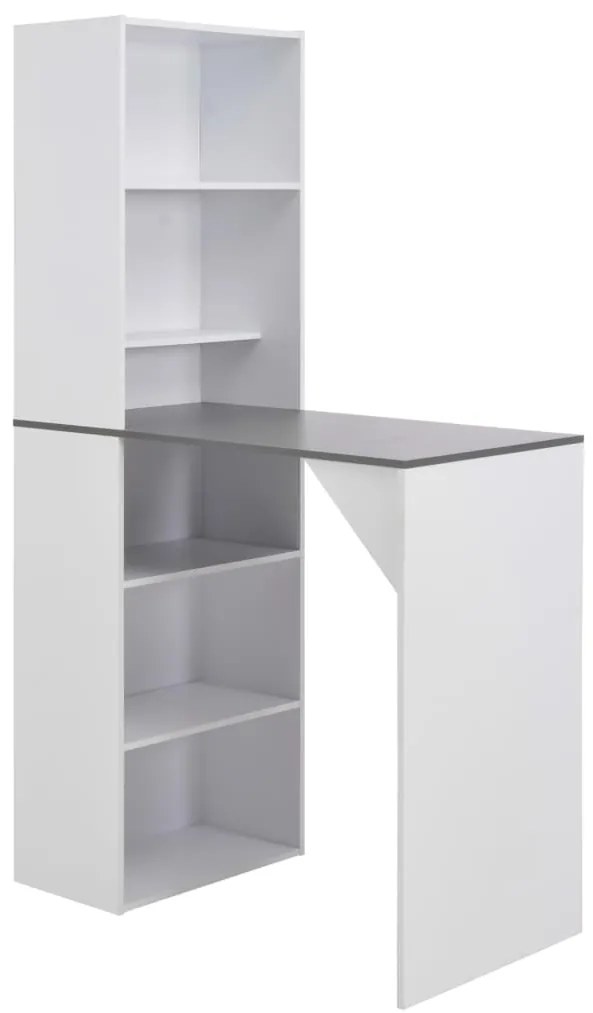 vidaXL Masă de bar cu dulap, alb, 115 x 59 x 200 cm