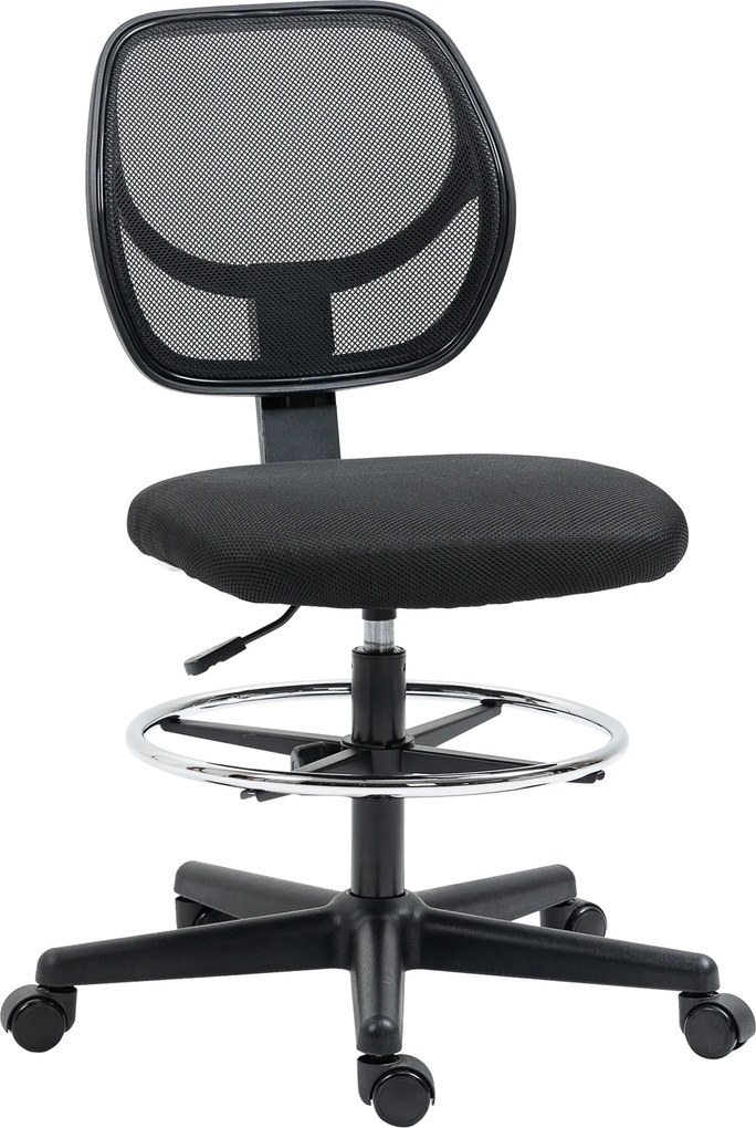 Vinsetto Scaun de birou înalt din plasă cu înălțime reglabilă 50-70 cm cu suport de picior pivotant la 360° negru | Aosom Romania