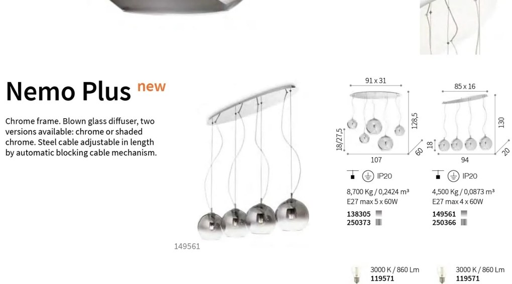 Lustra cu 5 pendule, globuri Nemo sp5