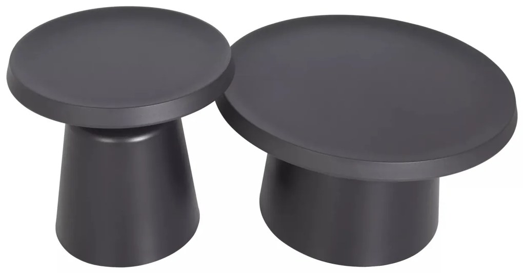 Set 2 masute de cafea Rodos negru mat ø50/ø70