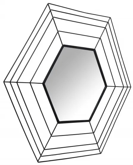Oglinda hexagonala cu rama din metal neagra Romeo, 1.5cm (L / D) x 69cm (W) x 79.5cm (H)