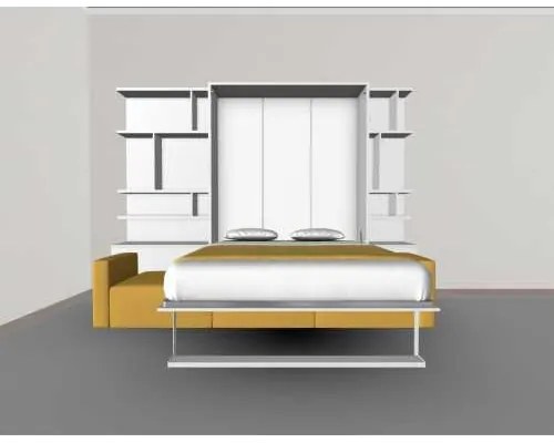 Pat rabatabil dublu cu somiera inclusa, canapea 3 locuri si 2 biblioteci - royal combi bookcase set (150x200)