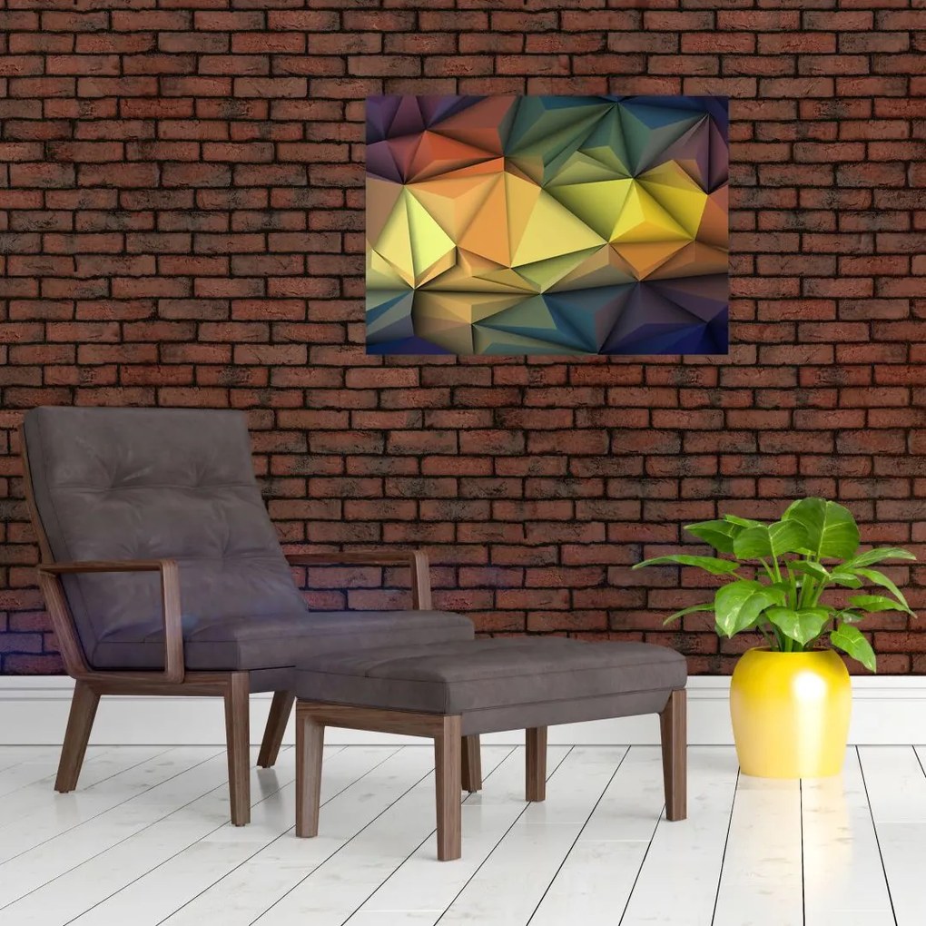 Tablou pe sticlă - Abstracție 3D poligonală (70x50 cm)