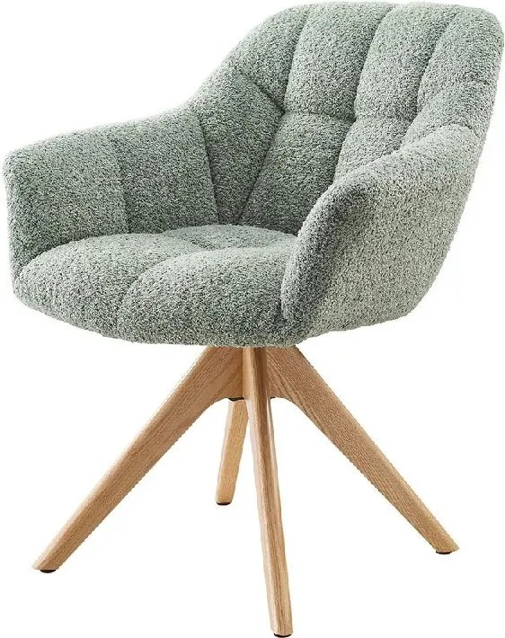 Scaun pivotant PAPILLON tesatura boucle verde salvie/ stejar