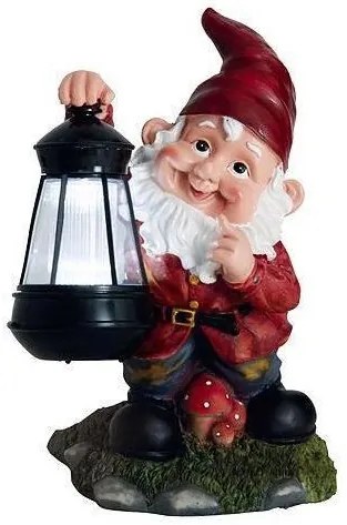 Decoratiune gradina, ceramica/plastic, lampa solara, pitic, 17x16x27 cm