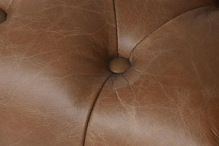 Canapea premium, 3 locuri, maro, din piele naturala, Alton