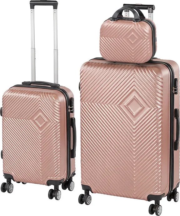 TraveLux Pro XVI set valiză rulantă aur roz