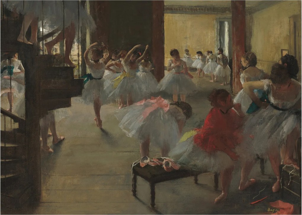 Tablou pe sticlă - Edgar Degas, The Dance Class, reproducere (70x50 cm)