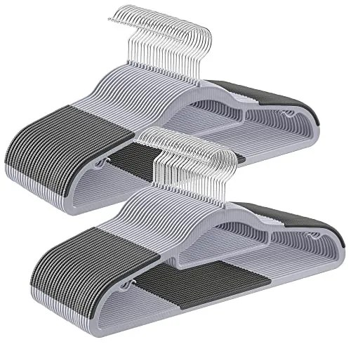 Set de 50 umerase din plastic, Songmics, Gri-Argintiu, 42x21.5x0.5 cm