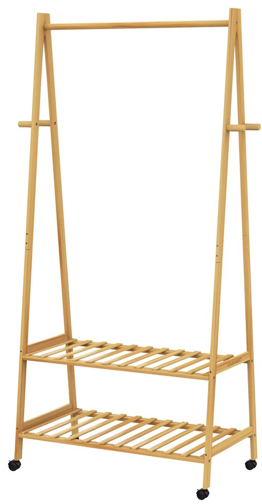 Deuba Suport pentru haine pe roți 155x70x45cm - bambus