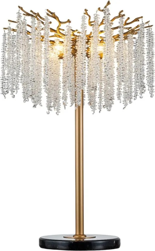 Lampă de masă din metal, auriu, cu cristale din sticlă, 85 x 56 cm, „Cascade”