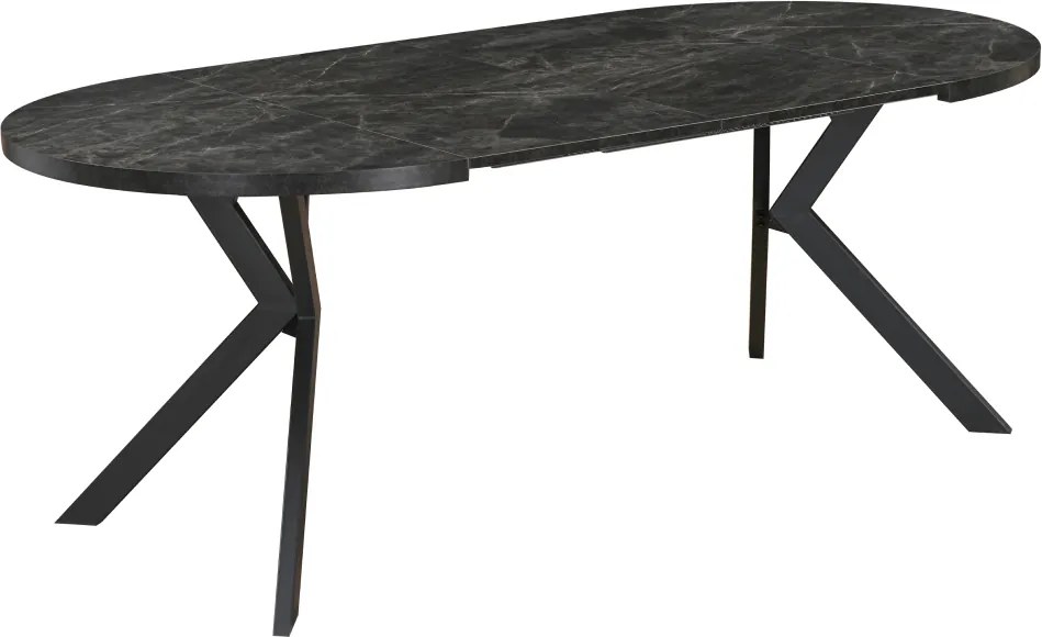 Masă de sufragerie extensibilă, beton închis/negru, 100-250x75,5 cm, LUKOS