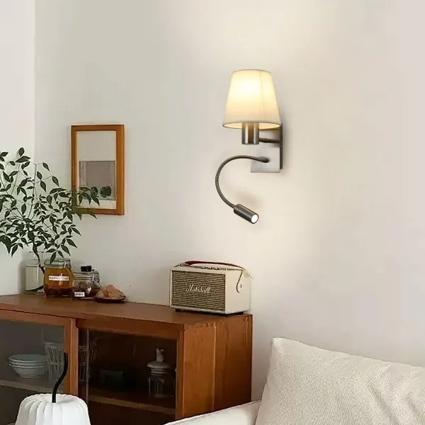 Lampă LED flexibilă de perete Brilagi NUBILA 1xE27/25W/230V+LED/3W crom mat/crem