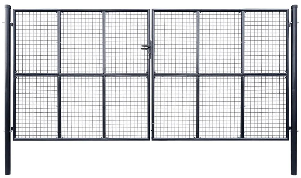 vidaXL Poartă din plasă grădină, oțel galvanizat, 400 x 100 cm, gri