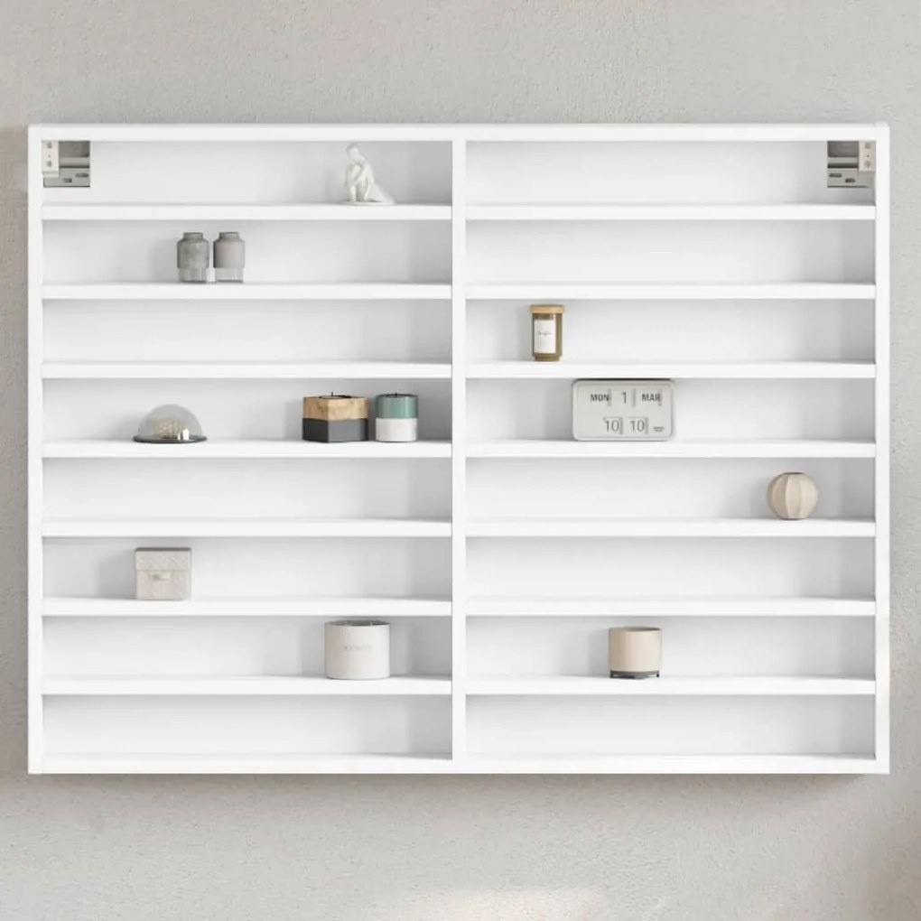 vidaXL Dulap cu vitrină, alb, 100x8,5x75 cm, lemn prelucrat