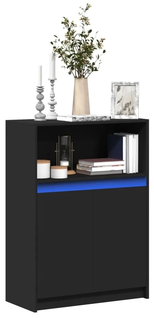 vidaXL Dulap cu LED, negru, 72x34x100 cm, lemn prelucrat