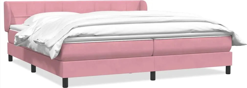 vidaXL Pat cu arcuri cu saltele roz 180x210 cm catifea