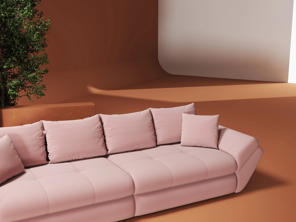 Canapea extensibilă dumonde cu ladă de depozitare si sezut confortabil din spuma high-density, Loana Royal Roz 300x100 cm