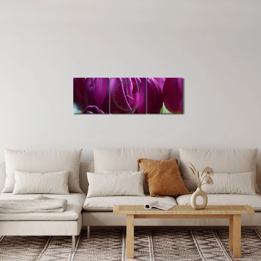Tablou cu lalele (cu ceas) (90x30 cm)