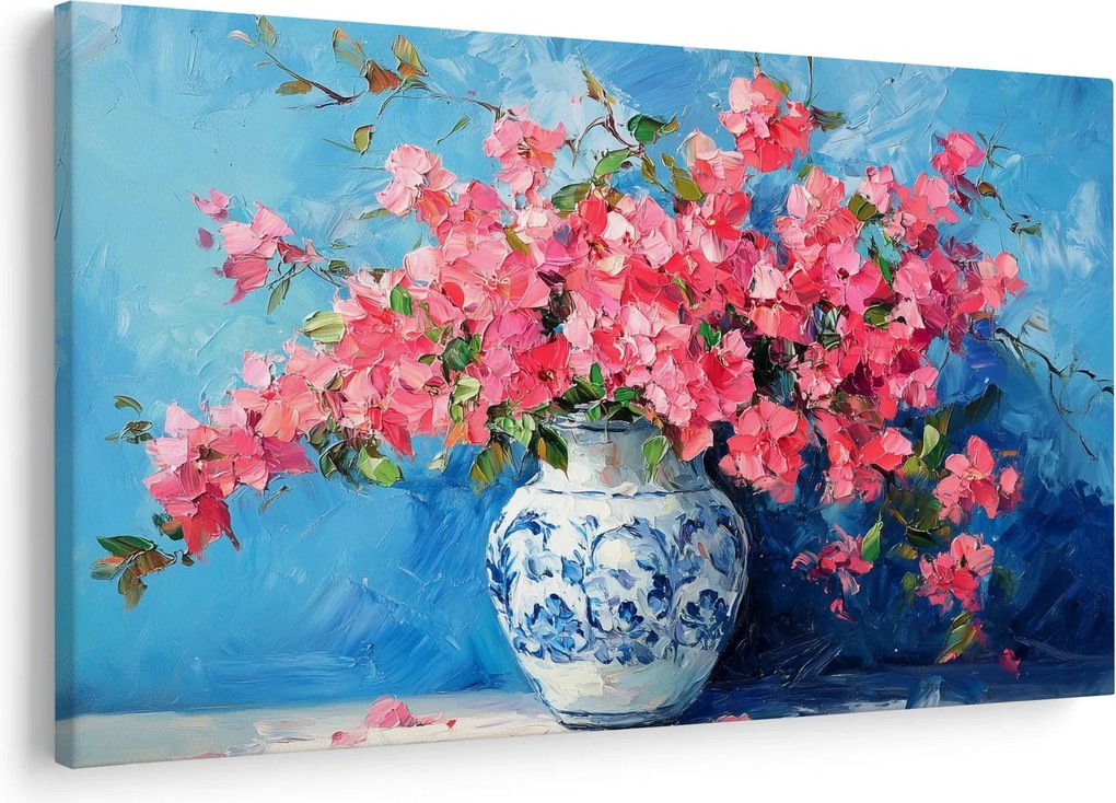 Tablou - Vază cu flori roz (90x60 cm)