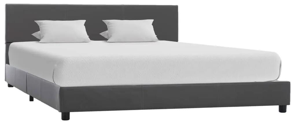 284777 vidaXL Cadru de pat, gri, 140x200 cm, piele ecologică