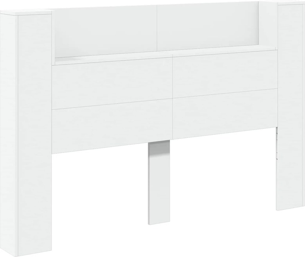 vidaXL Tăblie cap cu raft Alb 160 x 16,5 x 103,5 cm Lemn compozit