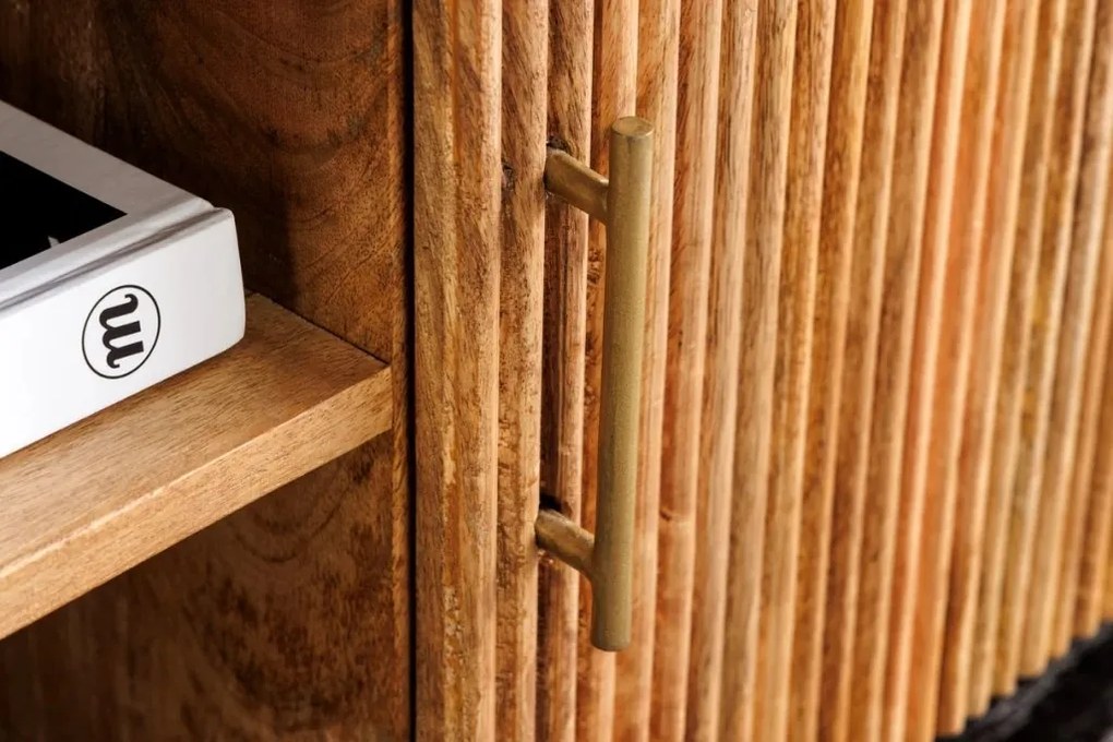 Comoda TV lemn de mango, marmura alba TRES CHIC 140cm