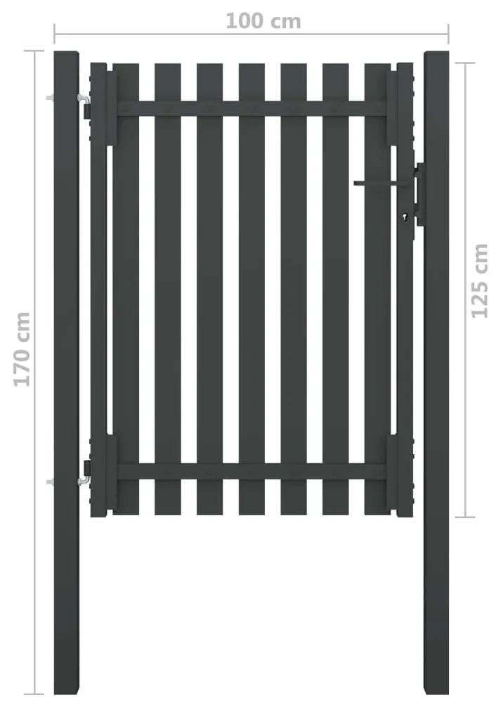Poarta de gard gradina, antracit, 1 x 1,7 m, otel 1 x 1.7 m