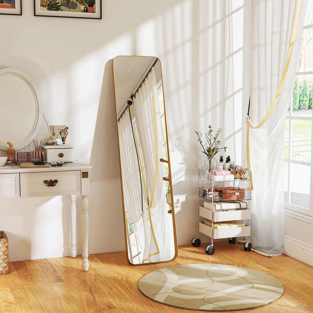 HOMCOM Oglindă Rotundă Auriu 40x160cm | Aosom Romania