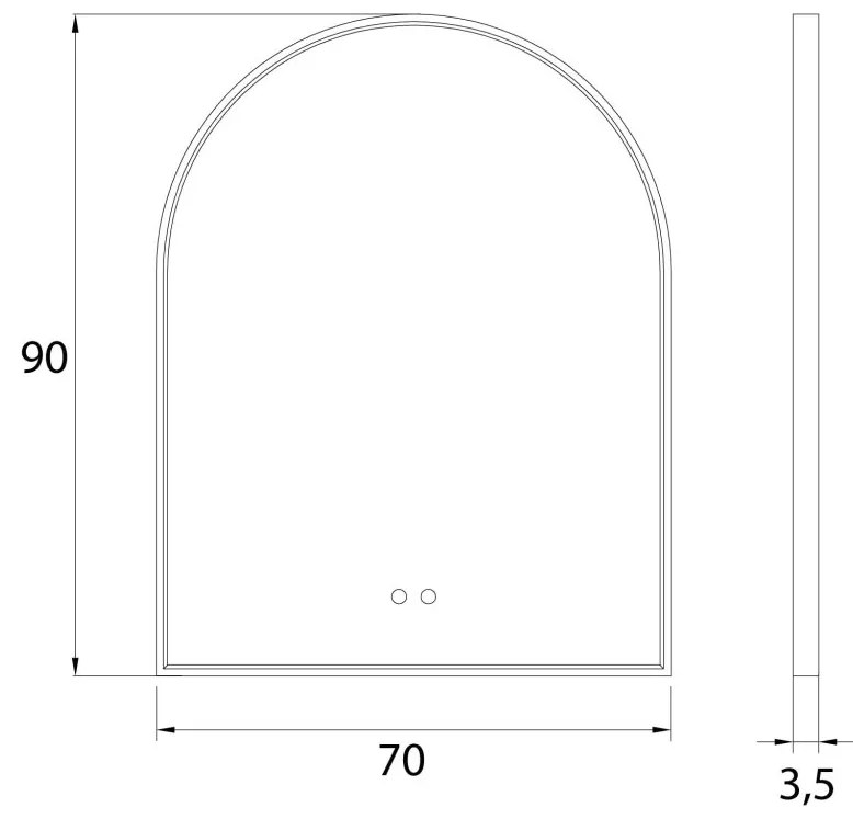 Oglinda baie cu iluminat LED MIRROR Auriu 90x70cm