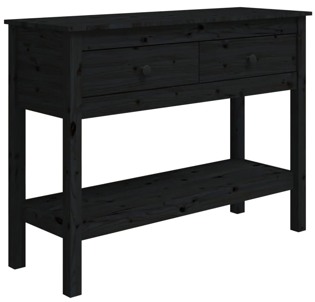 814628 vidaXL Masă consolă, negru, 100x35x75 cm, lemn masiv de pin