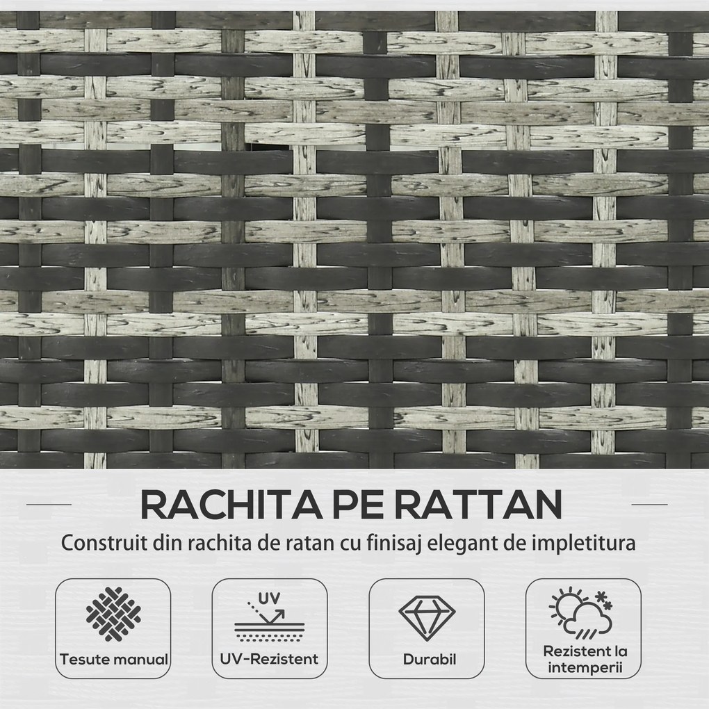 Outsunny Mobilier pentru Grădină cu Canapea cu 2 Locuri, Șezlong și Măsuță, Set pentru Grădină din Ratan, 62x124x62 cm, Gri | Aosom Romania