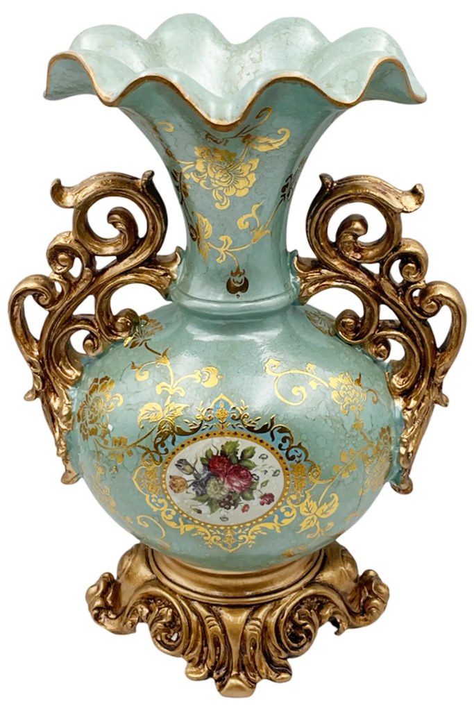 Vaza decorativa PAULETTE, Bleu turcoaz, 22x30cm