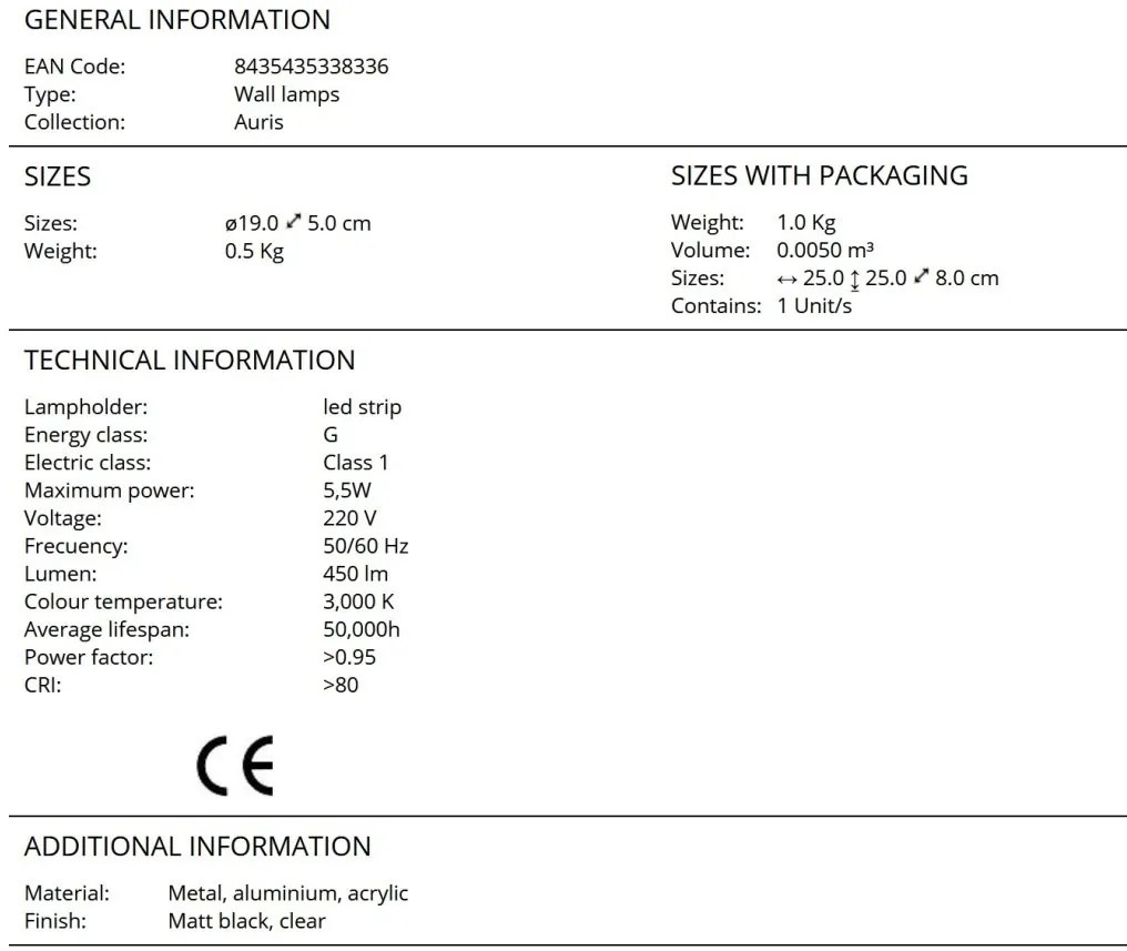 Aplica de perete LED design modern Auris